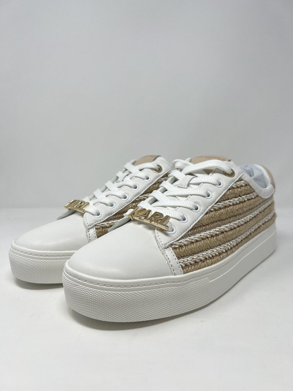 KARL LAGERFELD PARIS Women's 9 Natural Bright White Sneakers